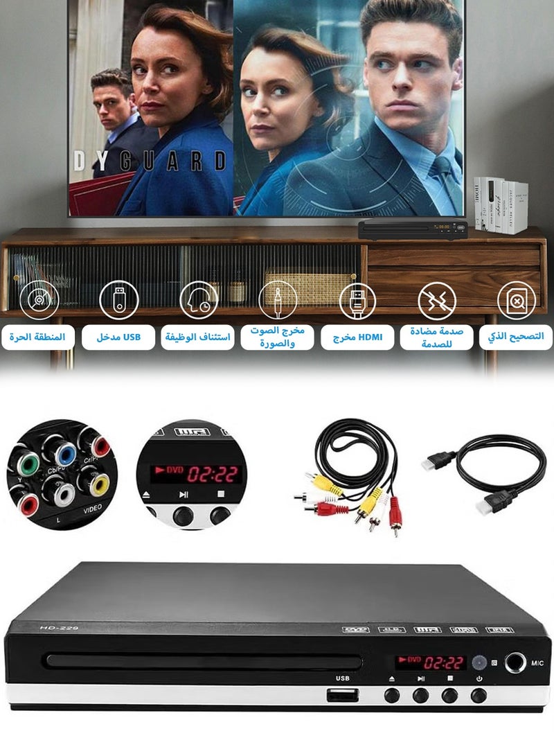 LEOKOR External CD/DVD Drive,DVD Player,HDMI DVD Player Home,DVD CD Disc Player Digital,Multimedia Player AV Output,with Remote Control and USB/MIC/RCA/HDMI Connection,Support NTSC/PAL System - Image 5